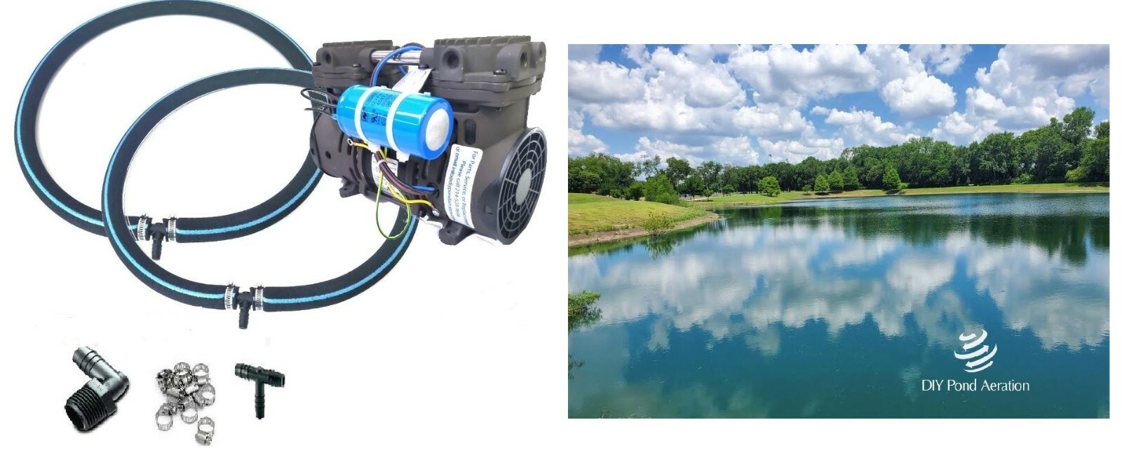 Small to LARGE Pond Aerator KIT 2- 48" Heavy Duty Diffusers 1/2hp PUMP 50' TUBE