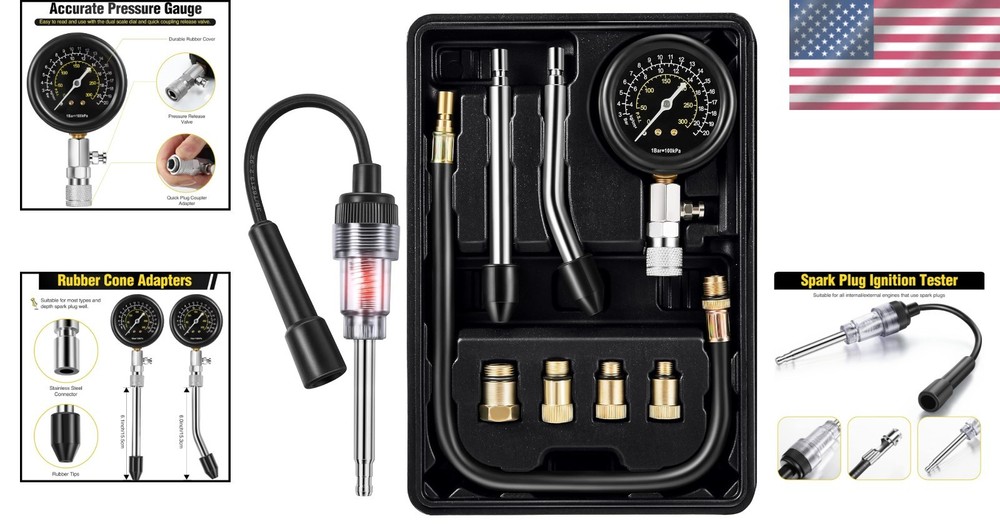 Universal Engine Testing Tools with Cylinder Pressure Gauge