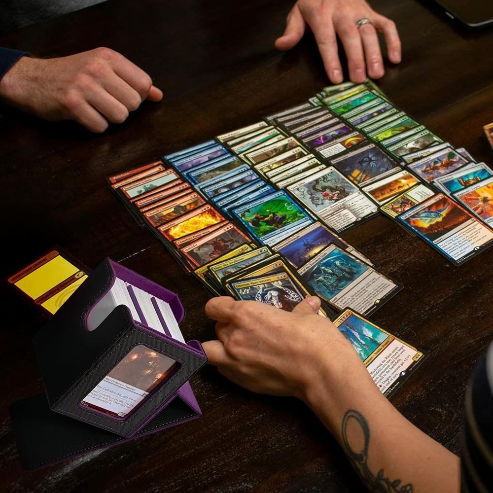 Card Deck Box with MTG Commander Display, Deck Case Holds 100+ Double-Sleeved...