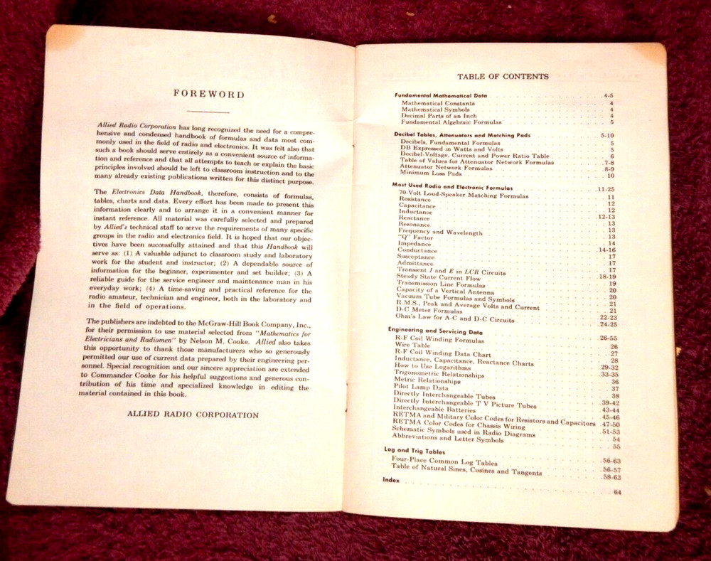 Vintage 1956 Allied's Electronics Data Handbook