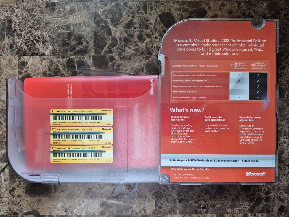 Microsoft Visual Studio Professional 2008 SQL Dev 2005 Windows Server 2003 R2