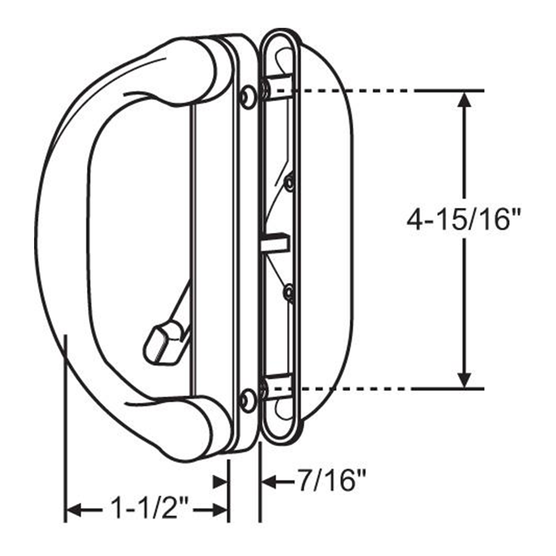 Interlock Involute 2-Piece Handle - ESW/MILGRAD - Sliding Glass Door Handle