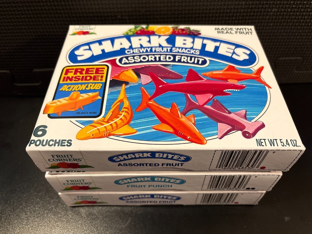 Shark Bites fruit snacks - 3 empty custom design display boxes