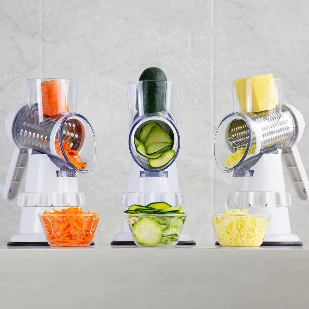 Manual Rotary Cheese Grater with Handle - White