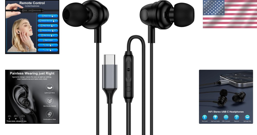 USB-C Wired Earbuds for Google Pixel Devices with Enhanced Comfort