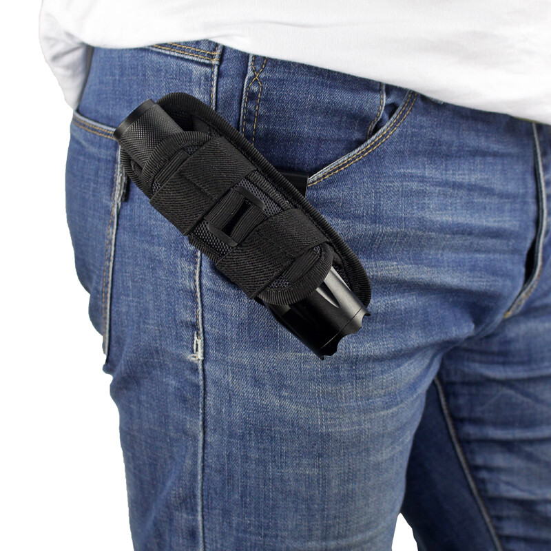 Tactical 360 Degrees Rotatable Flashlight Pouch Holster Torch Case for Belt