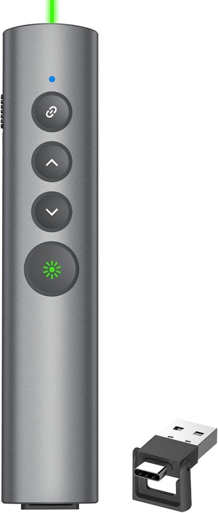 Versatile USB-C Presentation Clicker with Rechargeable Battery and Laser Pointer