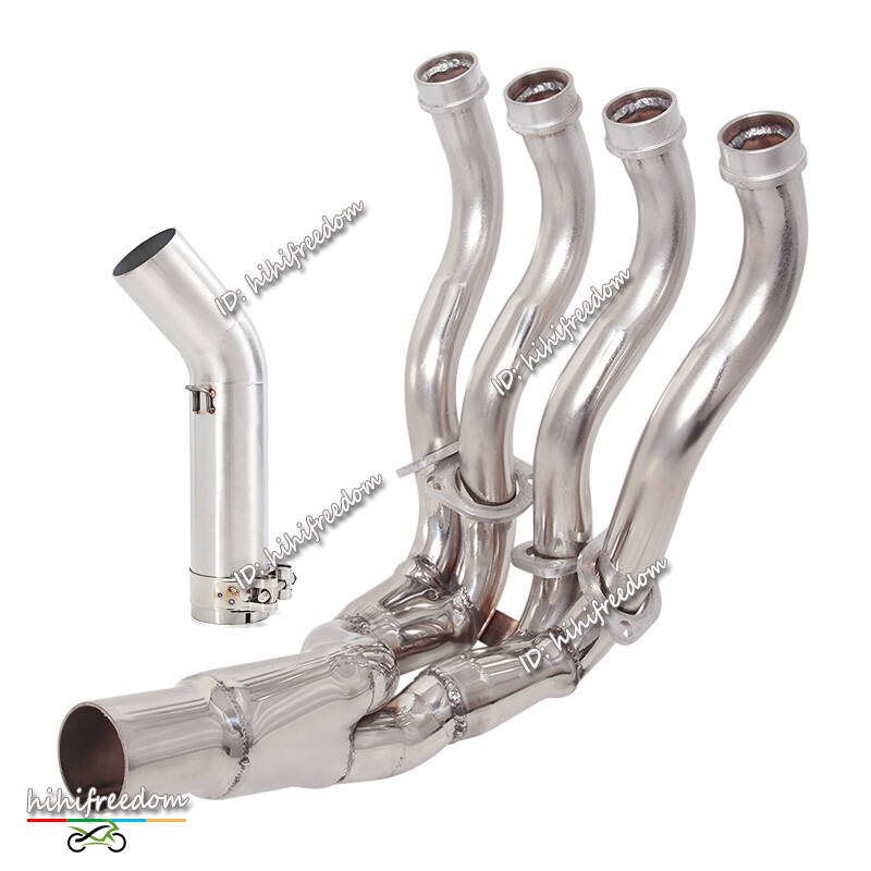 Full Set Exhaust Front Mid Pipe Carbon Muffler For Suzuki GSXR 600 750 2006-2007