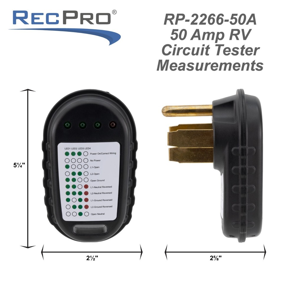 RecPro RV Circuit Analyzer Tester Plug with LED Indicator Lights