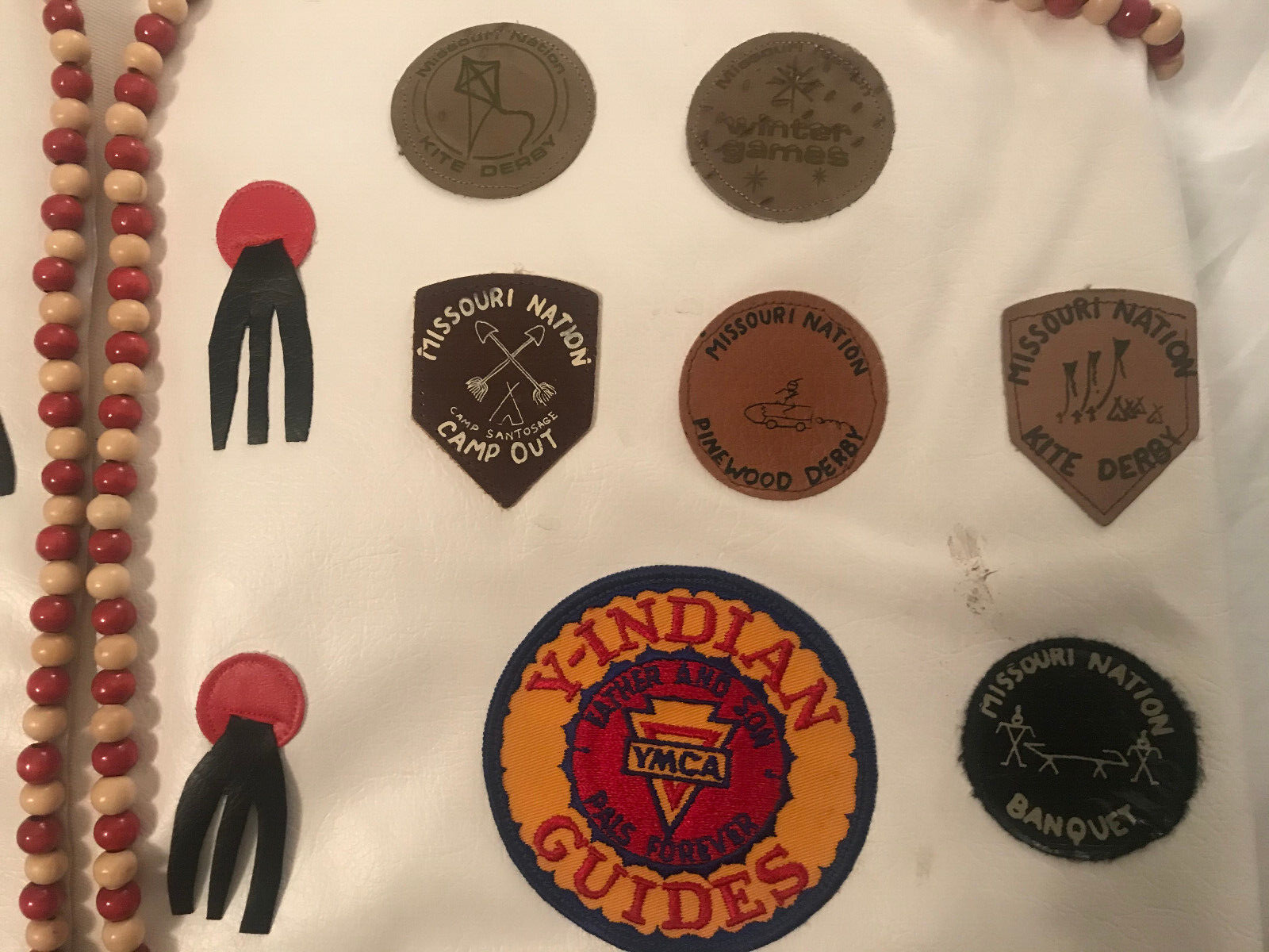 2 leather vests w/beads-Adult & Child-Crow-Powwow Regalia-1970s-Missouri Nation