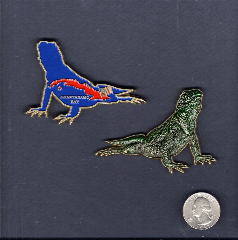 GUANTANAMO CUBA GITMO Challenge Coin US NAVY 4" Base NAS Squadron Patch Image