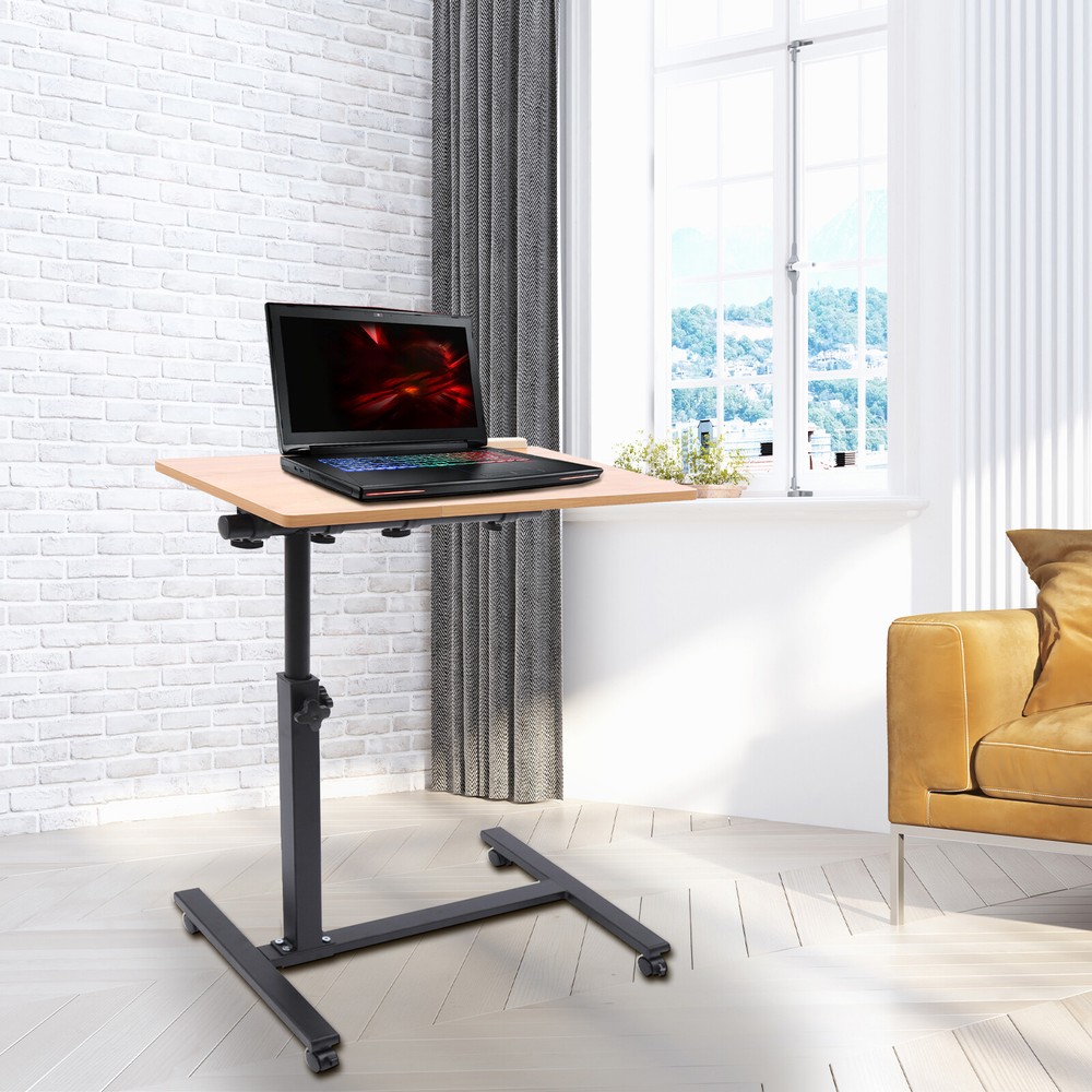 Adjustable Rolling Laptop Desk Mobile Computer Stand Bed Side Table Desk