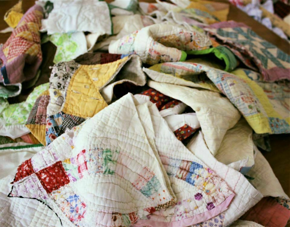 Vintage Handmade Patchwork Cutter Quilt Remnants Grab Bag One Half Pound