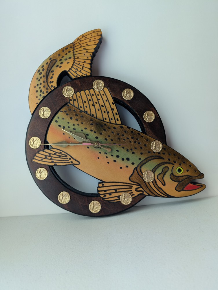 Vintage Trig-o-Lock Trout Wall Clock