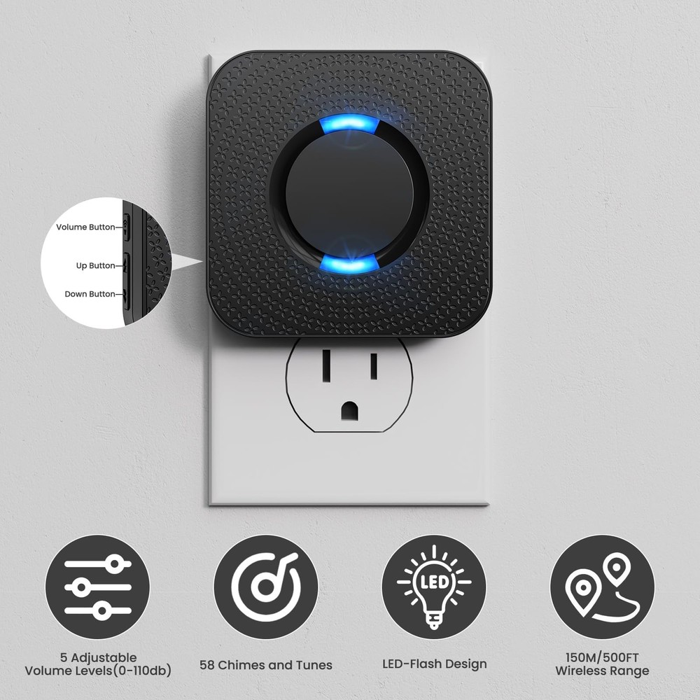 Wireless Motion Sensor LED Light - Motion Detector Alarm Chimes Door Sensor w...