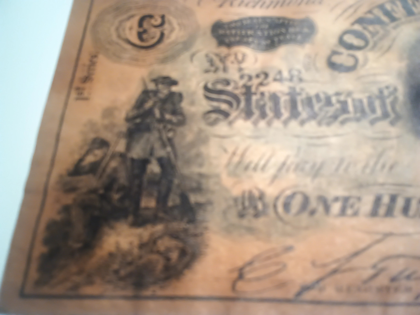$100 1863 "Fake" Lucy Pickens Confederate currency reproduction