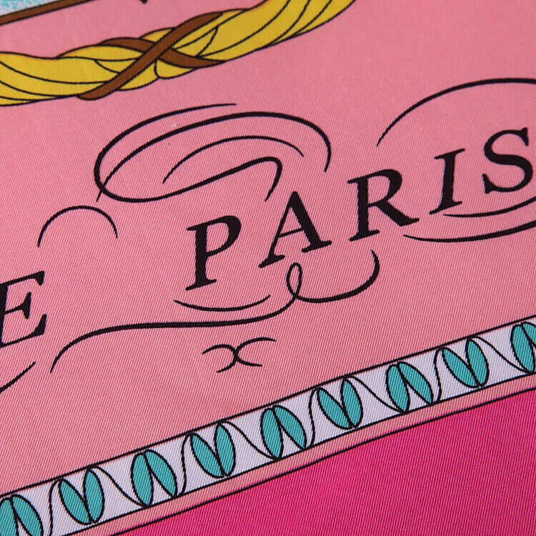 130*130cm stroll on the streets of Paris, 100% silk scarves +1 gift necklace #89