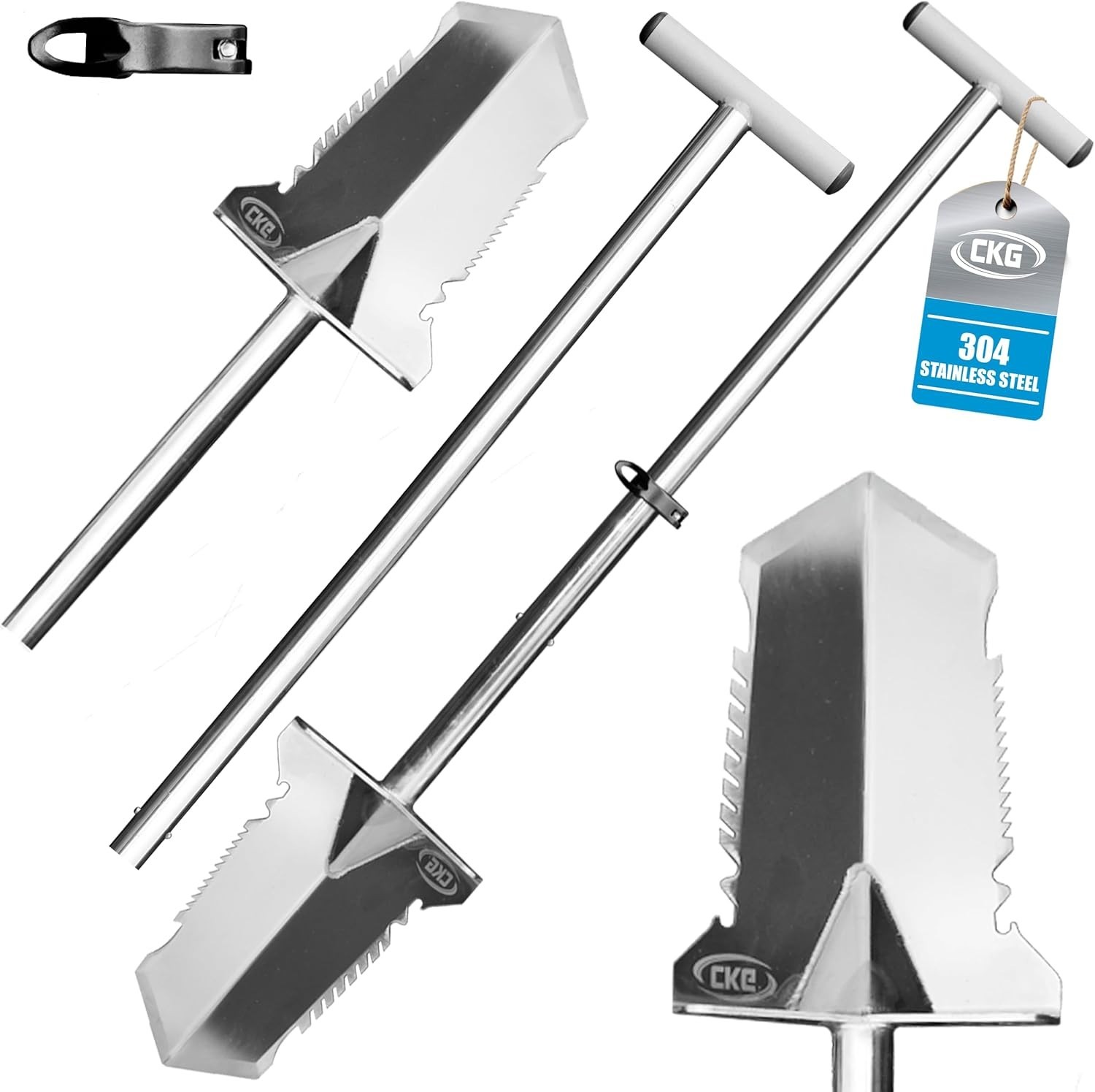 CKG Adjustable Shovel for Metal Detecting Stainless Steel 304 Portable,  USED