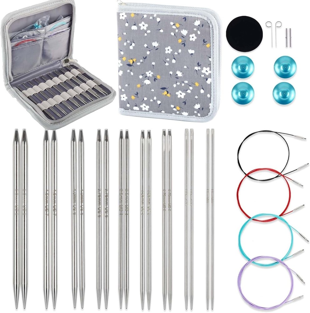 Lace-Tip Interchangeable Knitting Needles with Versatile Cable Options