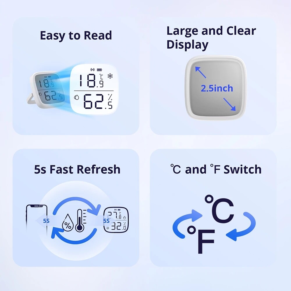 SONOFF SNZB-02D 2.5" Zigbee LCD Smart Temperature Humidity Sensor Smart Scene