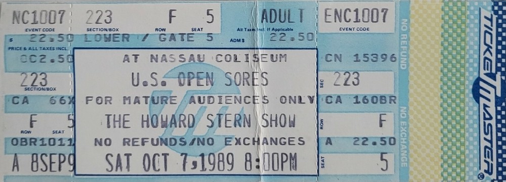 Howard Stern UNUSED Ticket from US OPEN SORES