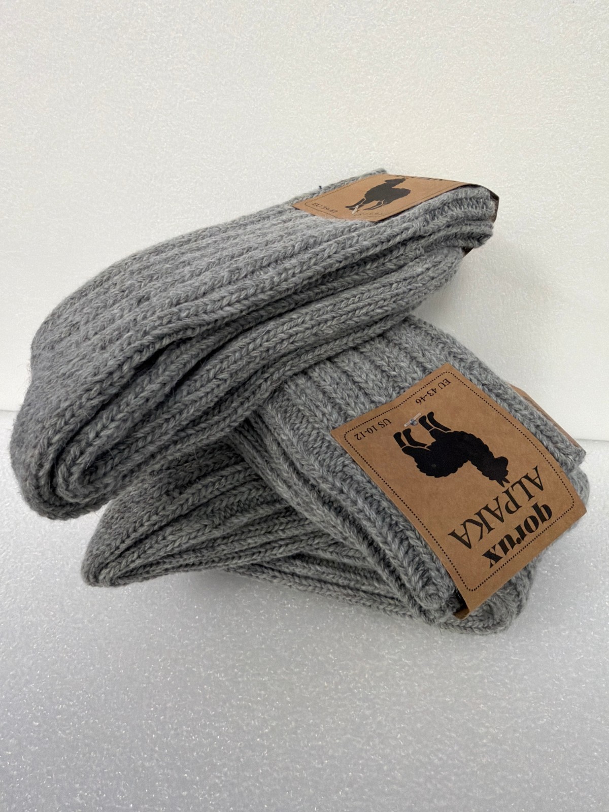 4 Pairs Alpaca wool socks thermal nature winter socks for women &men-Gray