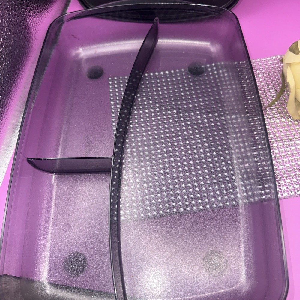 TUPPERWARE Black Microwave 11x7.5" Rectangular Divided Dish # 3990 Excellent!