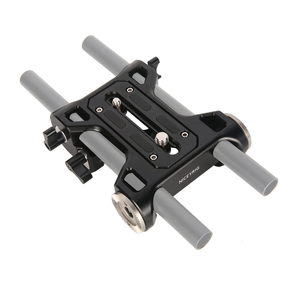 NICEYRIG Rosette Mount 15mm Rod Basic Base Plate for ARRI Dovetail, Black