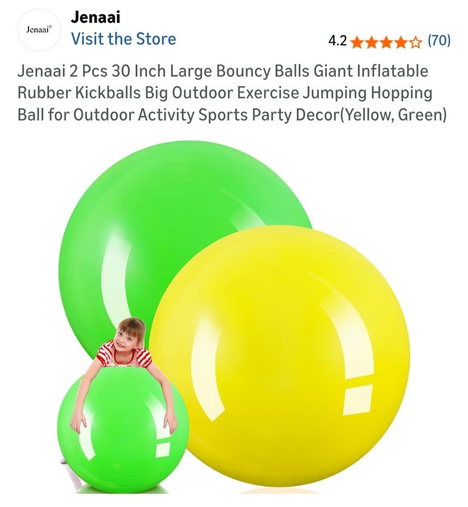 2pc Jenaai Large Bouncing Balls/décor