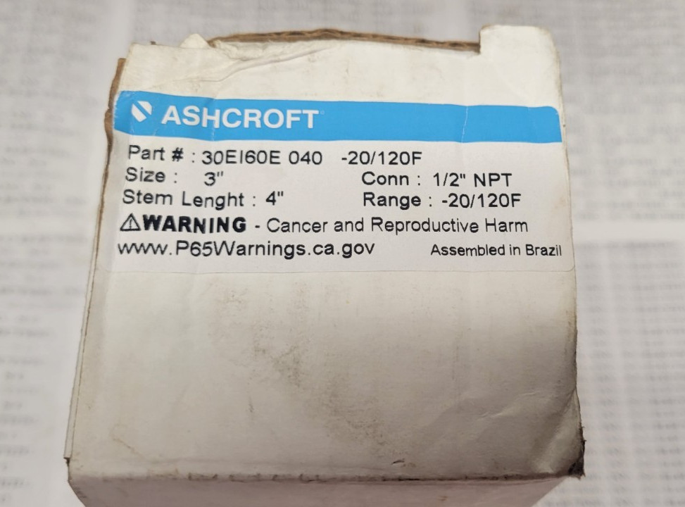 ASHCROFT 30EI60E 040 -20/120F THERMOMETER