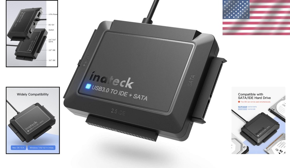 Compact USB 3.0 Hard Drive Reader - Connect 2 Drives Simultaneously with Ease