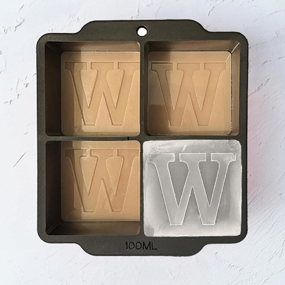 Letter W Monogram Ice Cube Mold Custom Ice Cube Mold 2 Inch Big Initials Silicon