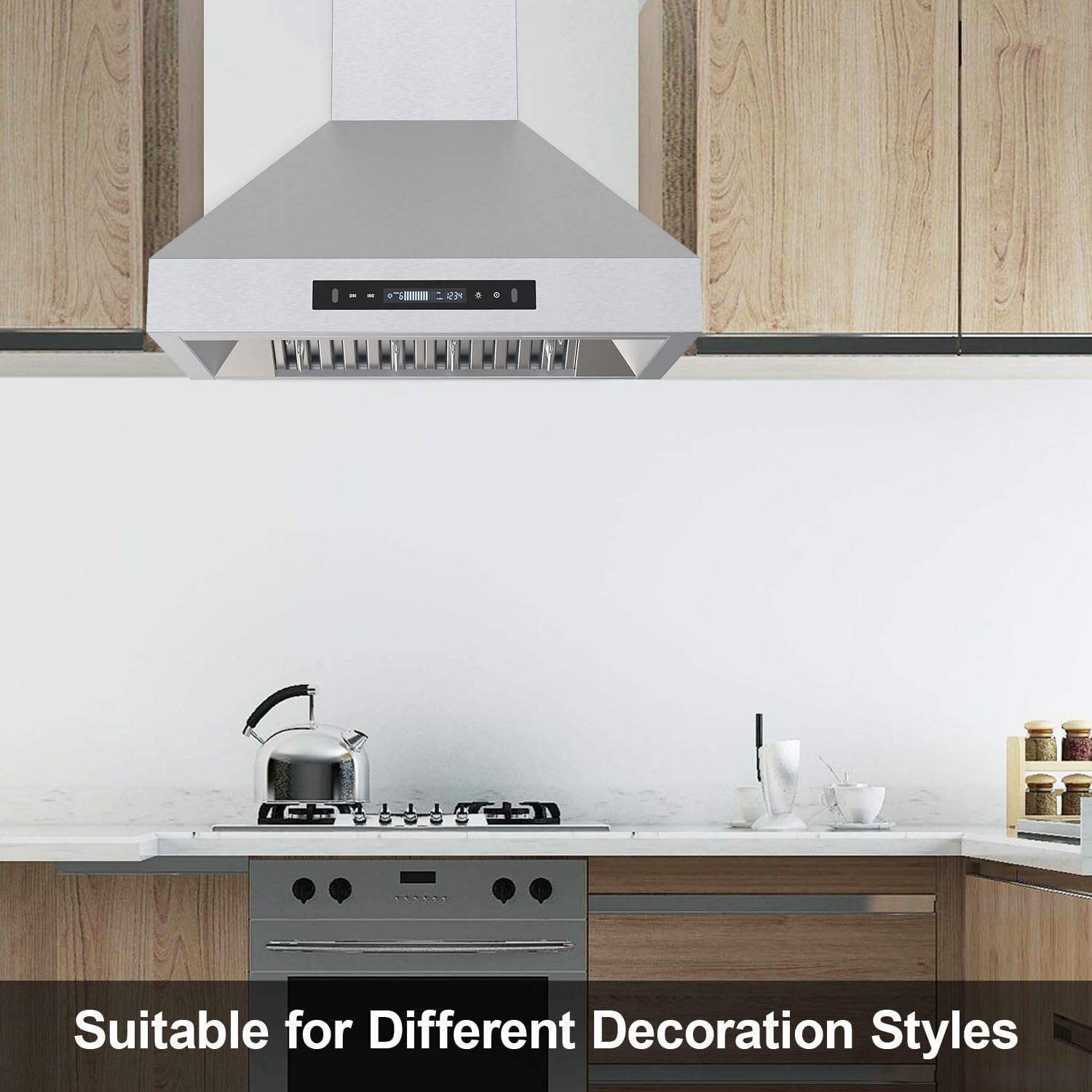 30inch Wall Mount Kitchen Range Hood Stainless Steel 900CFM 9Speed Touch Control