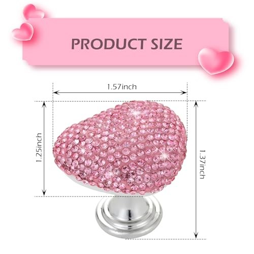Bling Engine Start Button Switch Cover, Heart Decorative Push-to 1 PC Pink #02