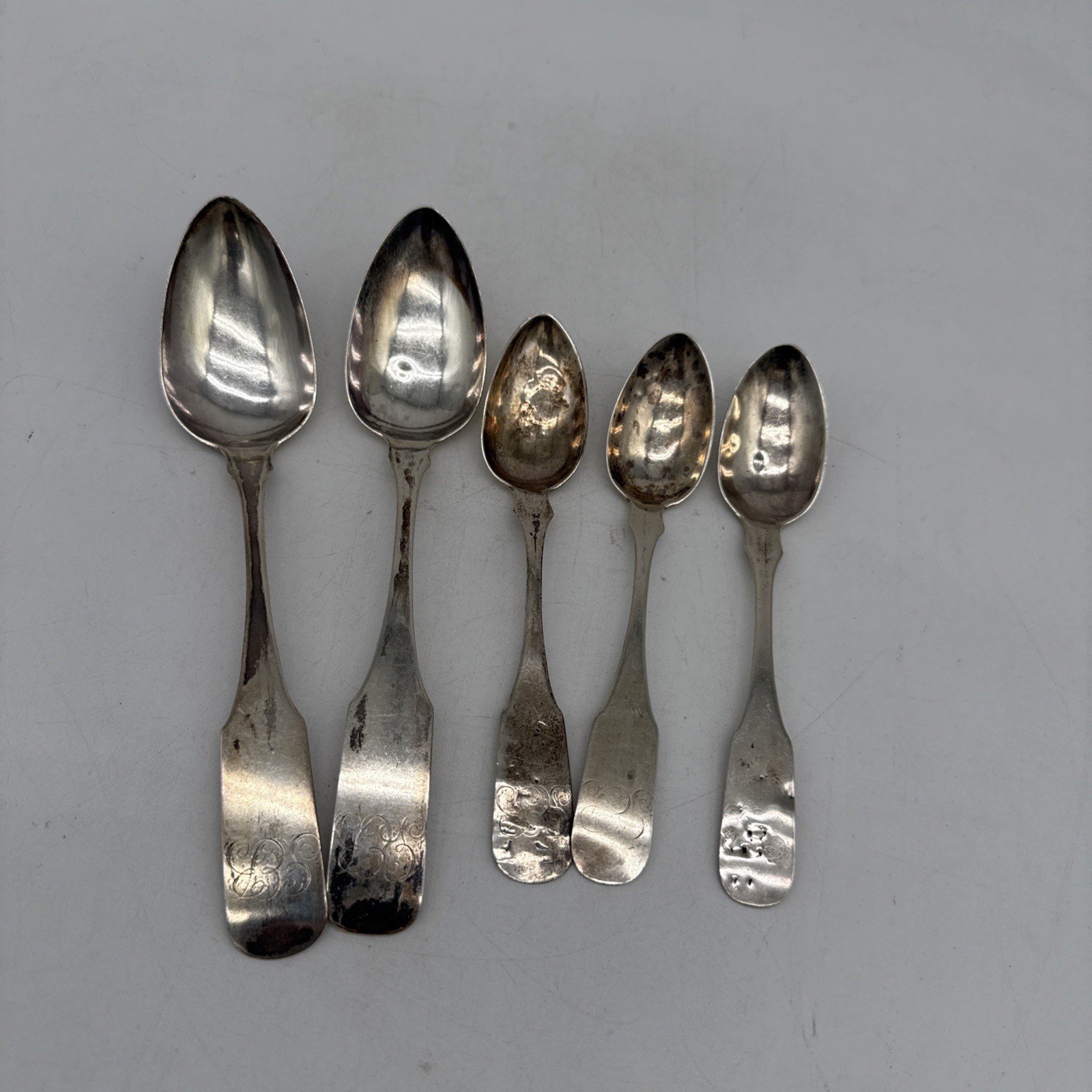 H. Erwin Lot of 5 Coin Silver Spoons Approx 3.6 Ounce