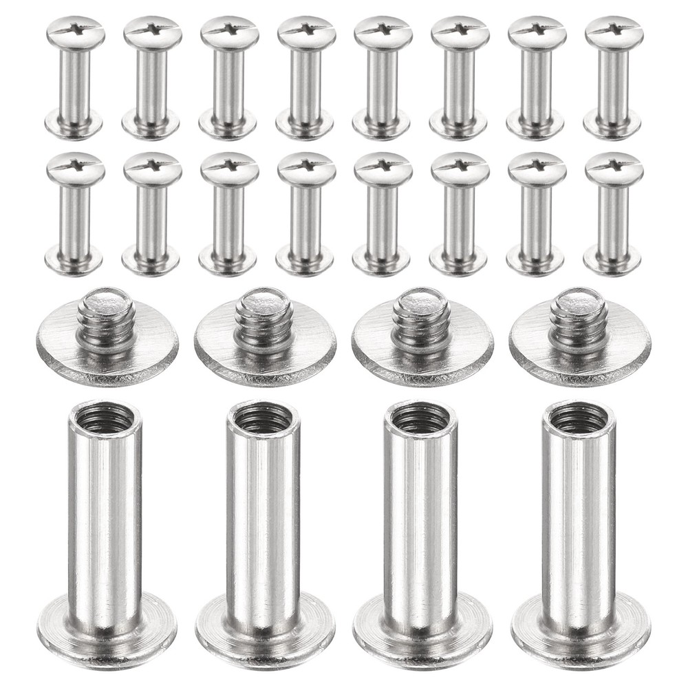 20set Phillips Chicago Screw M4x15mm Binding Post Screw, Silver