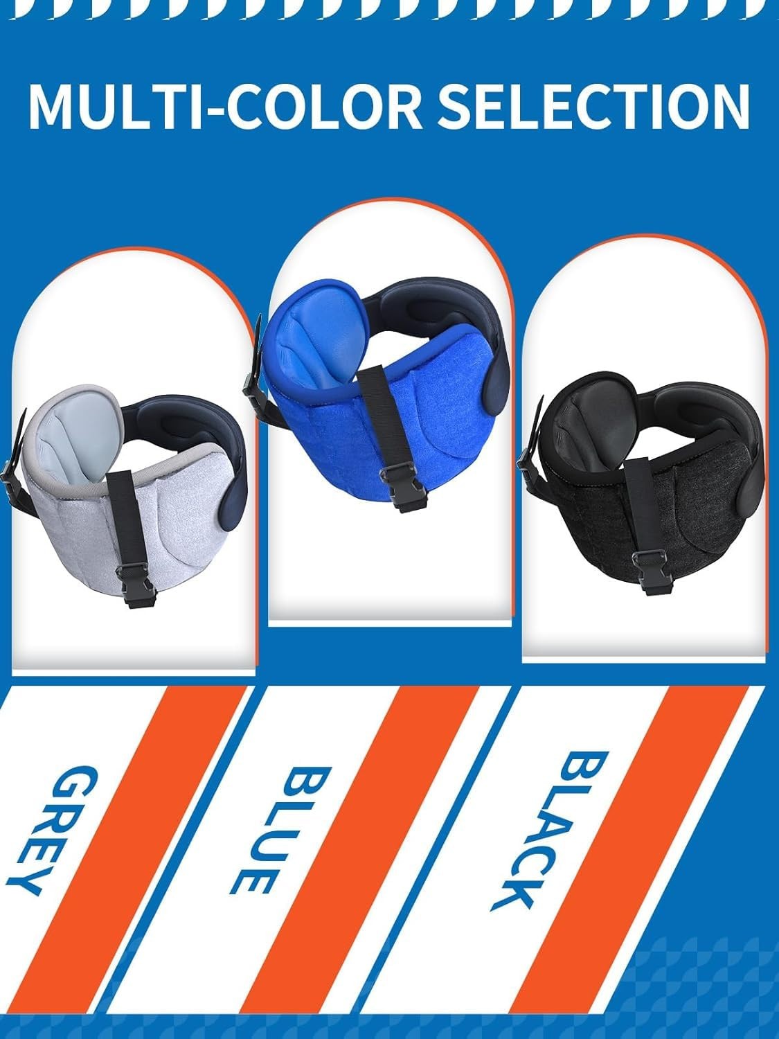 Travel Pillow for Airplanes with Head Strap & Eye Mask, 360° Support Headrest