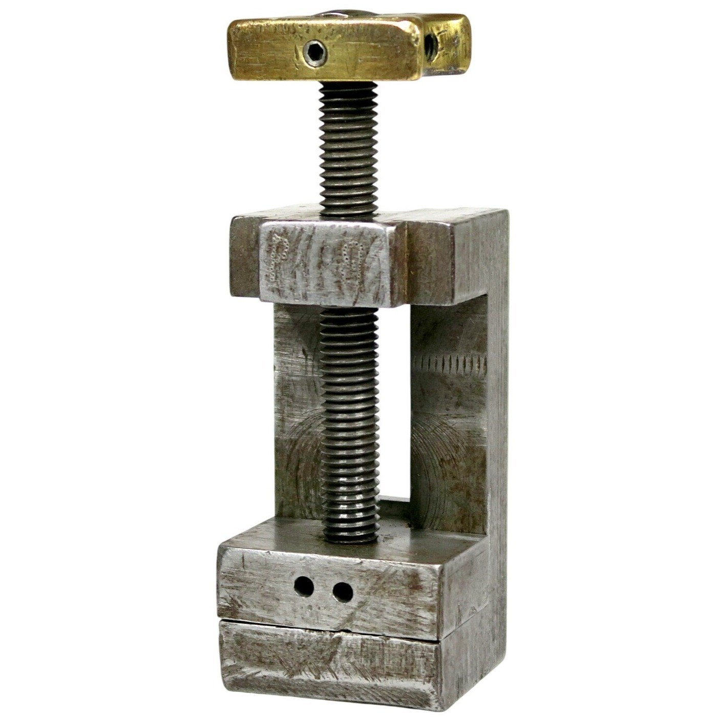 Small Brass Handle Drill Press Vice 1.8" Max Opening Vintage Machinists Tool