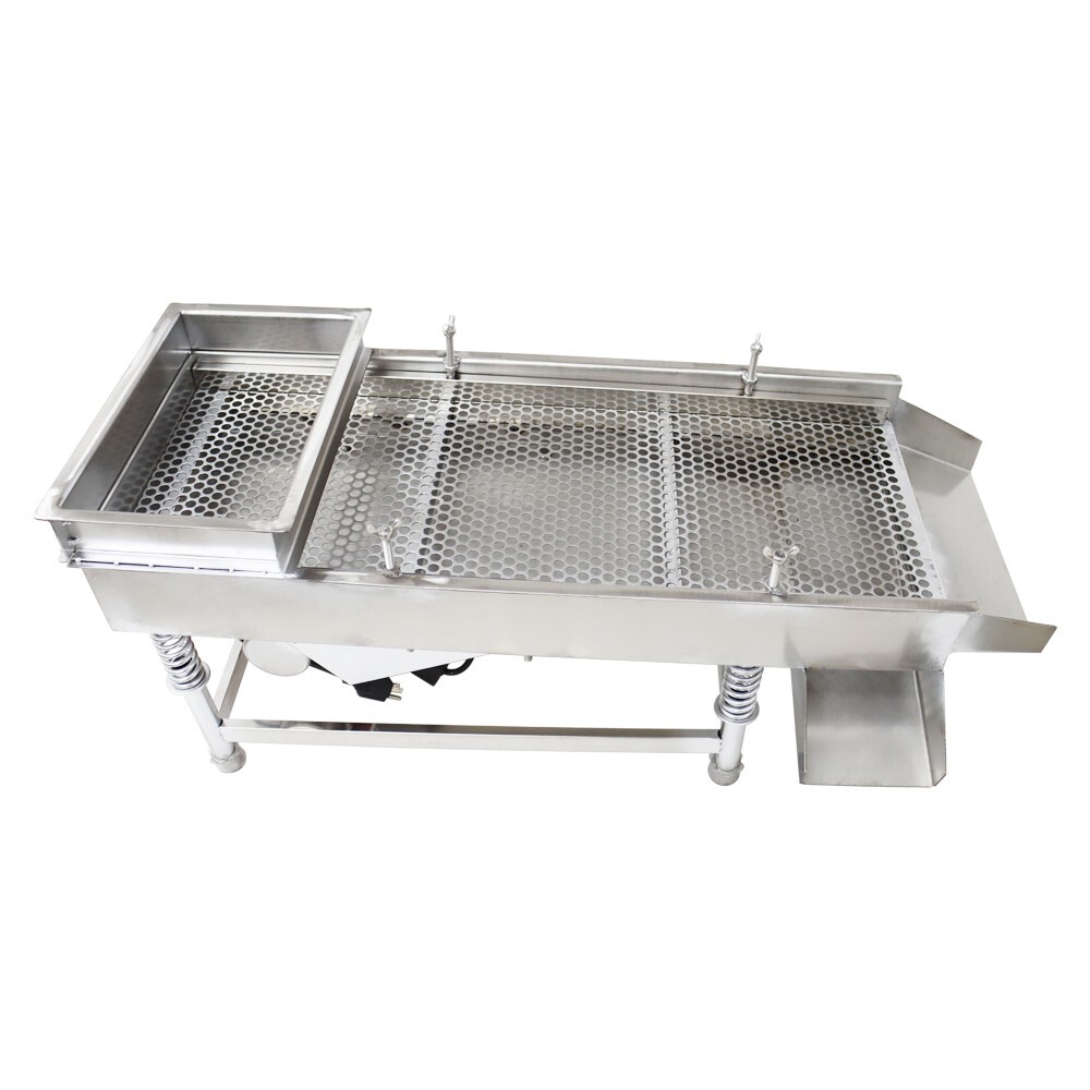 110V Stainless Linear Vibrating Screen w/Single Layer 10mm Screen Sieve Machine