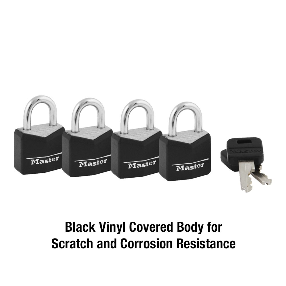 4 Pack Padlock 121Q Covered Solid Body, 3/4In (19Mm) Wide W3D