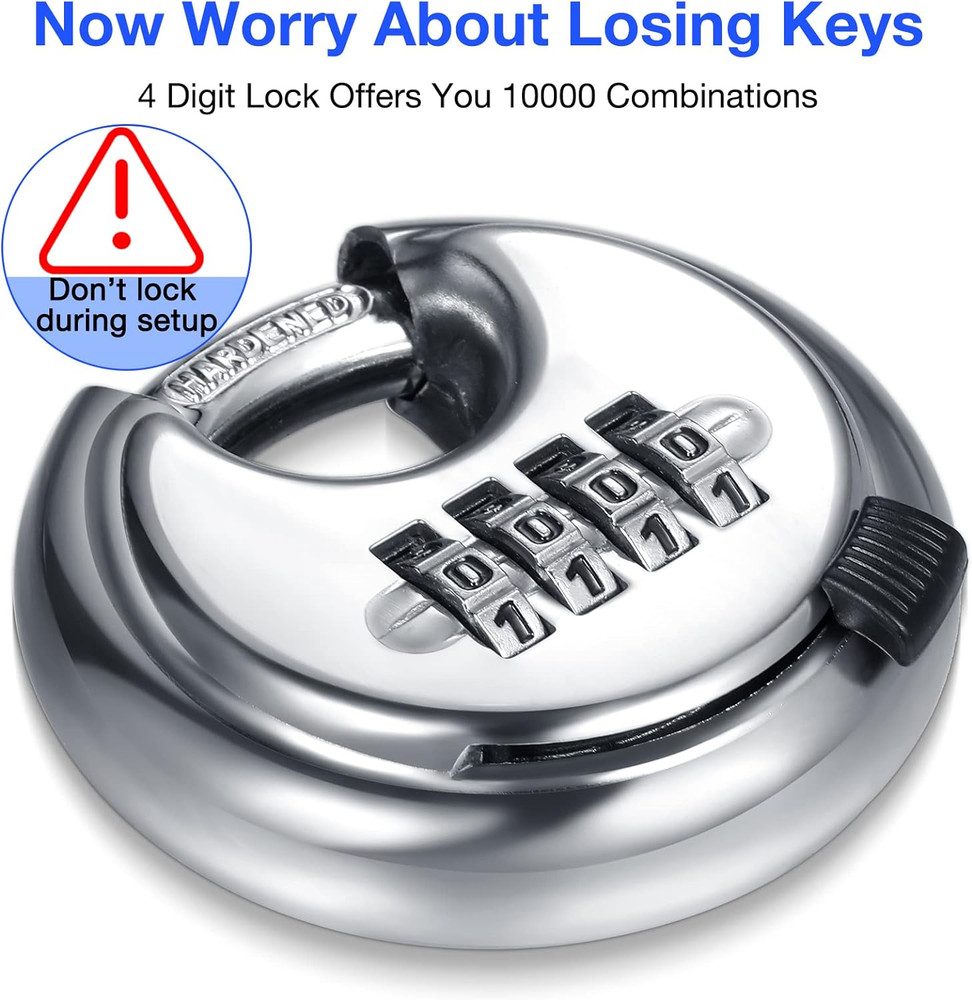 10-Pack Stainless Steel 4 Digit Combination Locks Code Disc Lock Combo Padlock