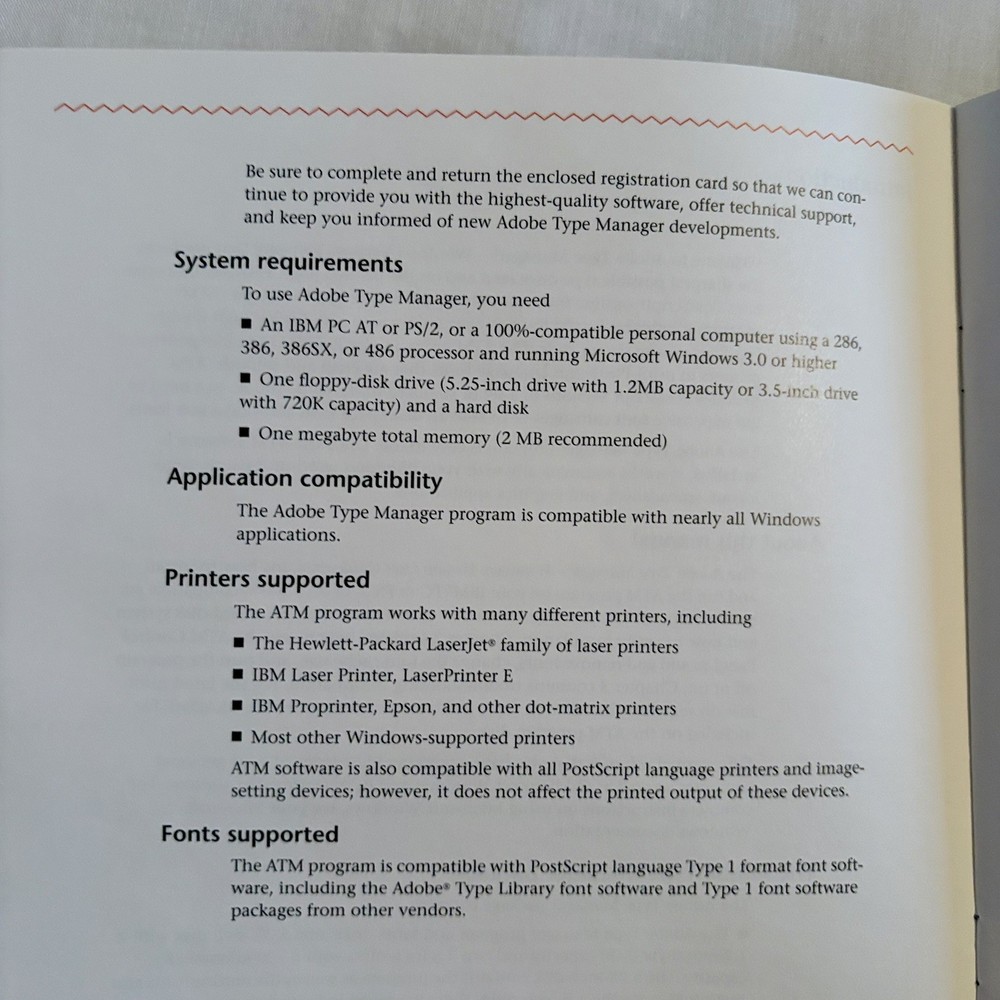 Adobe Type Manager version 2.0 for Windows on 3.5” Disks