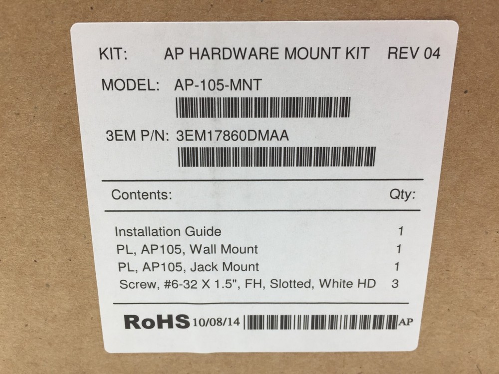 Aruba Networks AP-105-MNT Model 105 Wireless Access Point Wall and Jack Mount