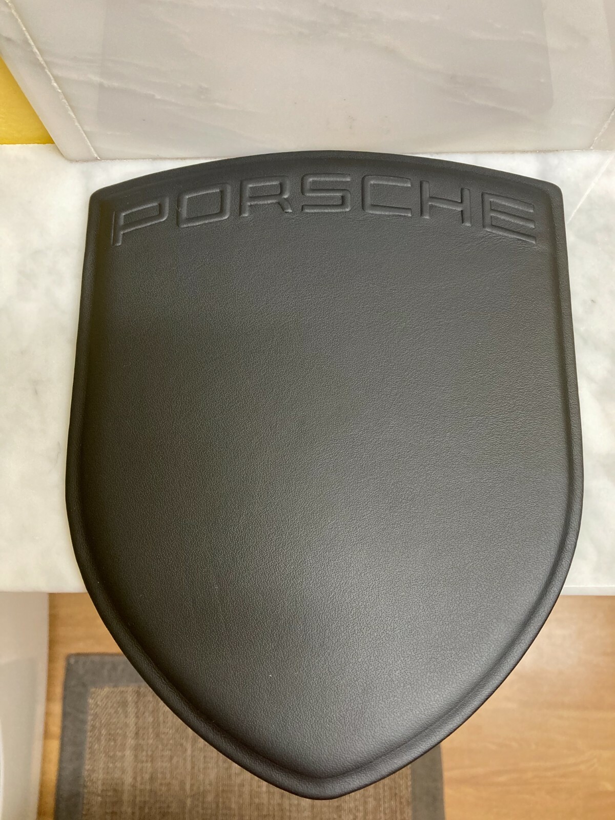 PORSCHE DESIGN SECOND GENERATION EMBOSSED BLACK LEATHER MOUSE PAD. NIB. SWEET!!
