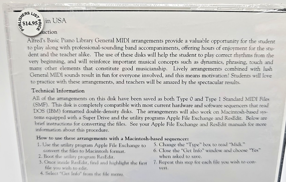 Alfred's Basic Piano Library Background Accompaniment Disk Lesson Book Level 3