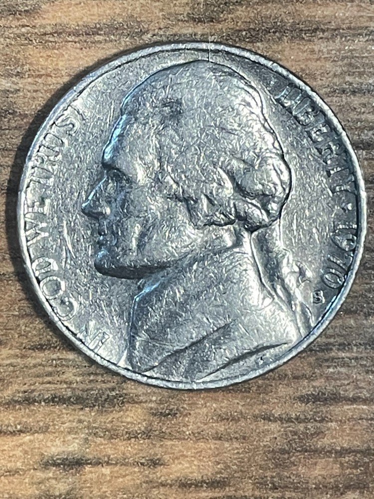 1970 S Jefferson Nickel Errors with Letters on back touching Rim.