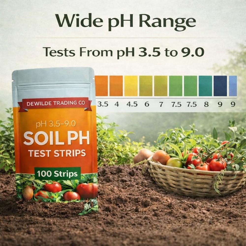 Soil pH Paper Test Kit – 100 Tester Strips (3.5-9 Range) – Use for Testing Ga...