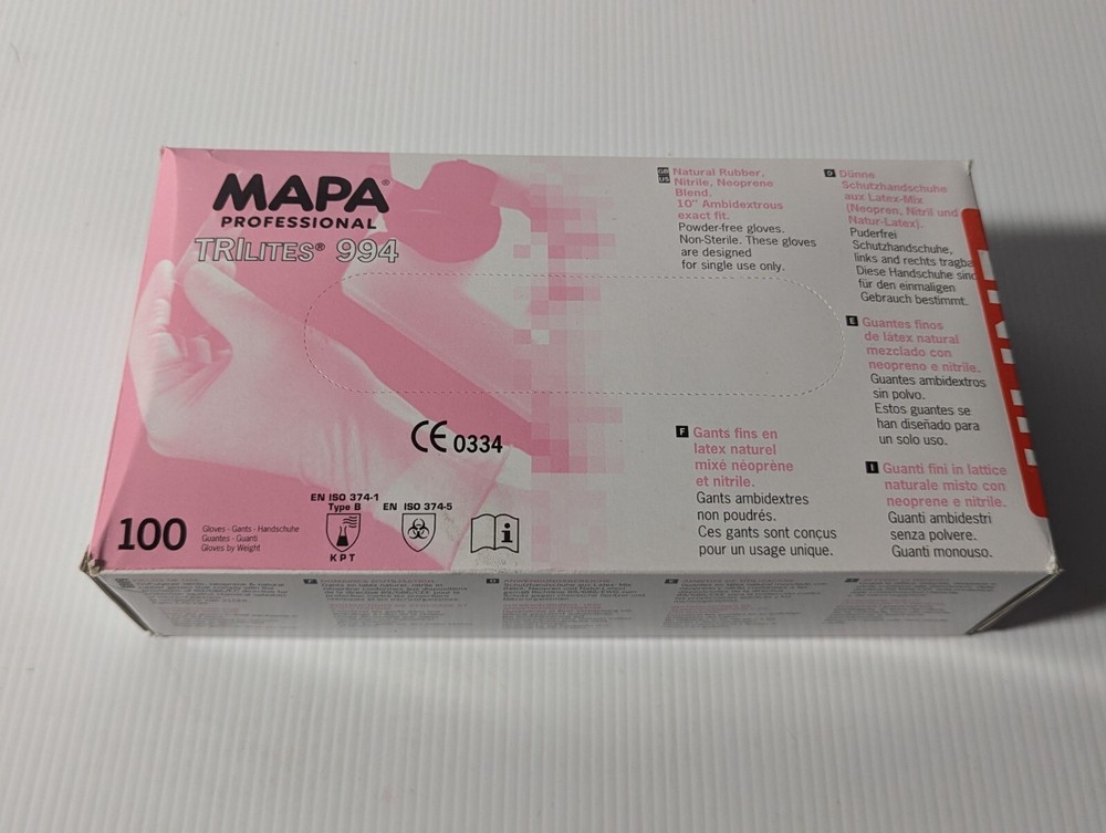 Mapa Proffessional 994 TRI Lites Clean Process Gloves Medium - 100ct