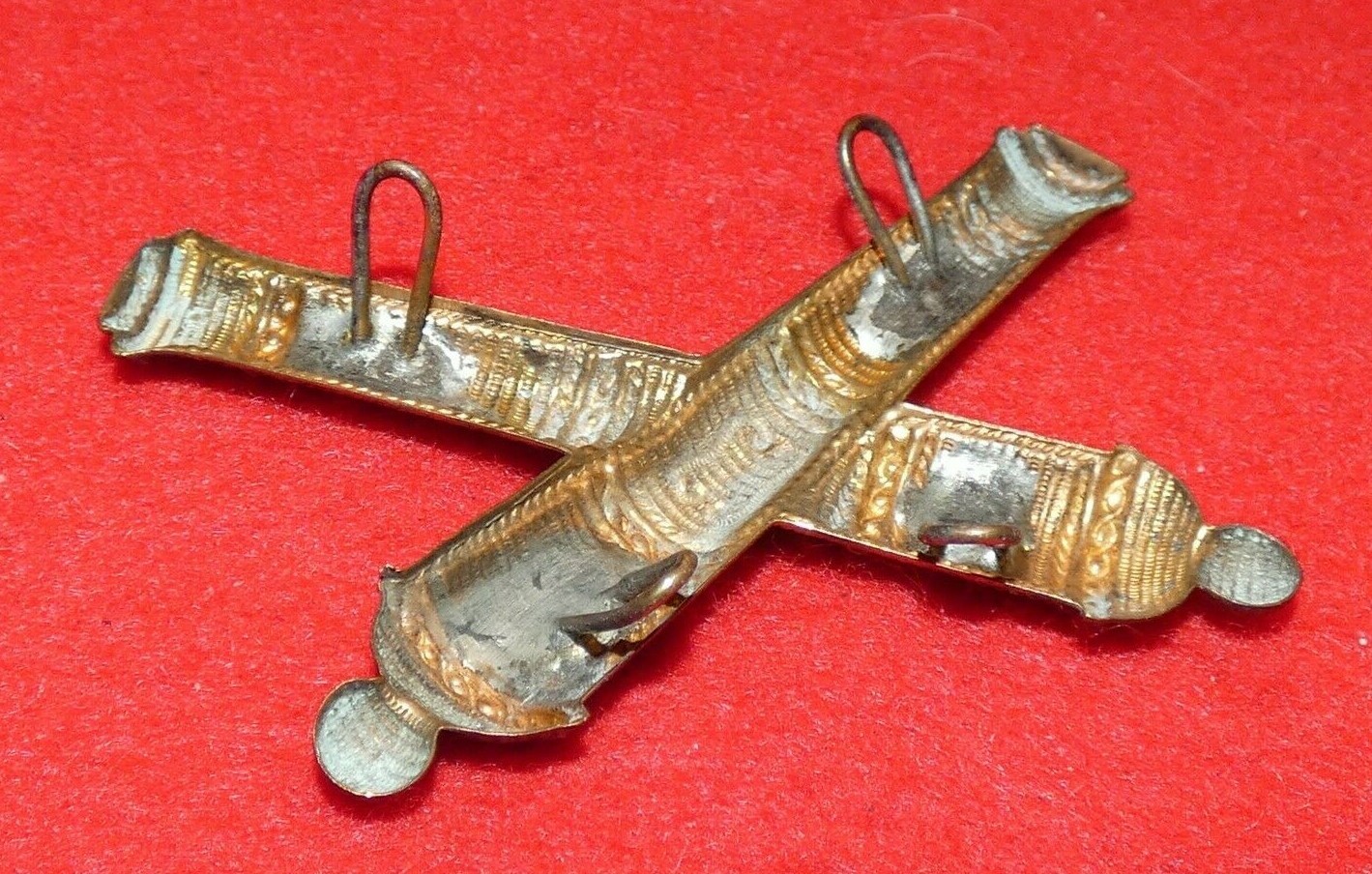 Original Civil War Faux-Embroidered Artillery Cap Badge