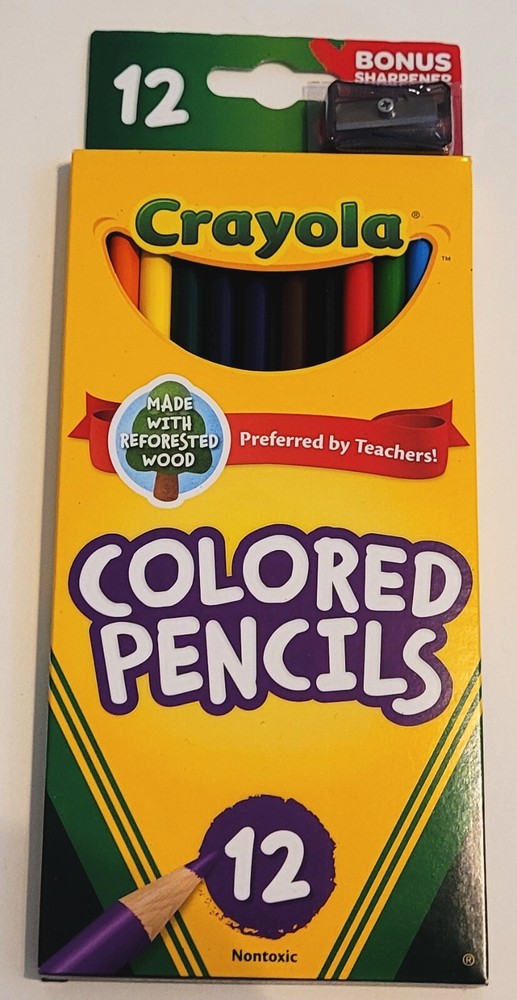 Crayola Colored Pencils 12 Sharpened Colored Pencils with Bonus Sharpener